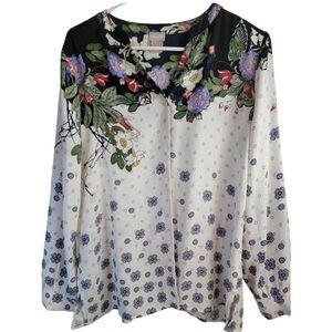 Chico's Women's Multi Blouse  Floral with Black Accents/ Size 0